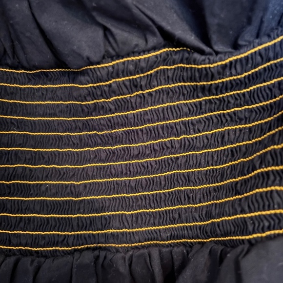 ZARA ONE SHOULDER CONTRAST STICTH SHIRRED WAIST POPLIN TOP BLACK Size Small - Picture 4 of 4